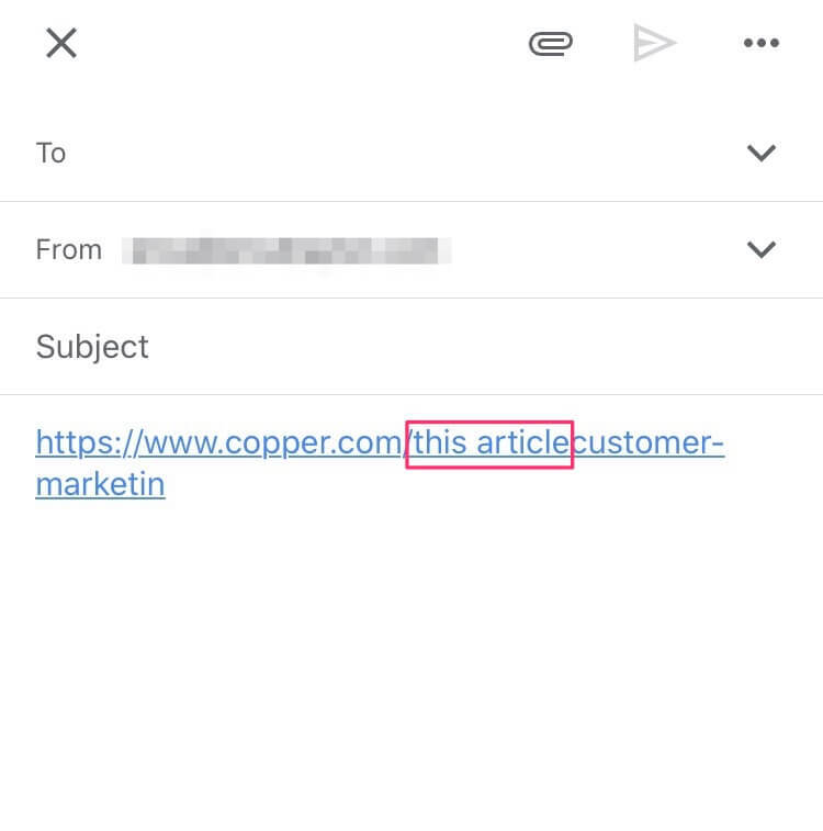 changed link in gmail on mobile