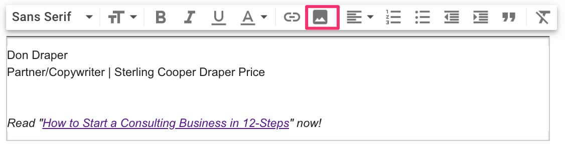 adding image hyperlink to gmail signature