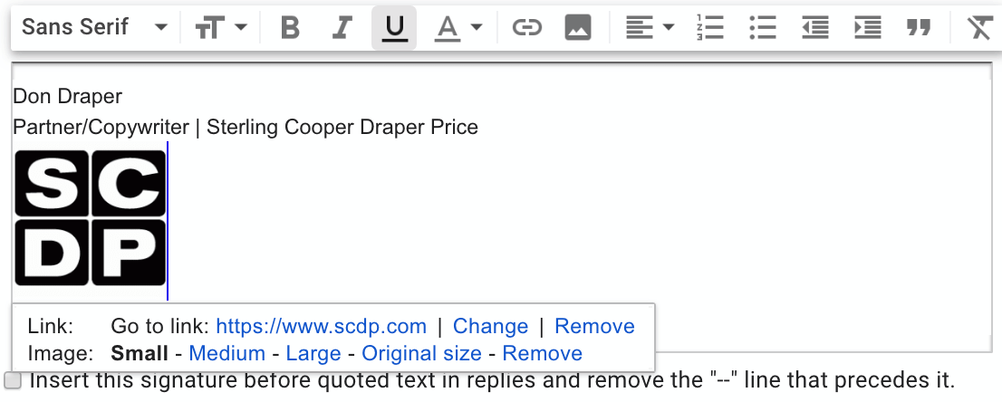 doublecheck hyperlink in gmail message
