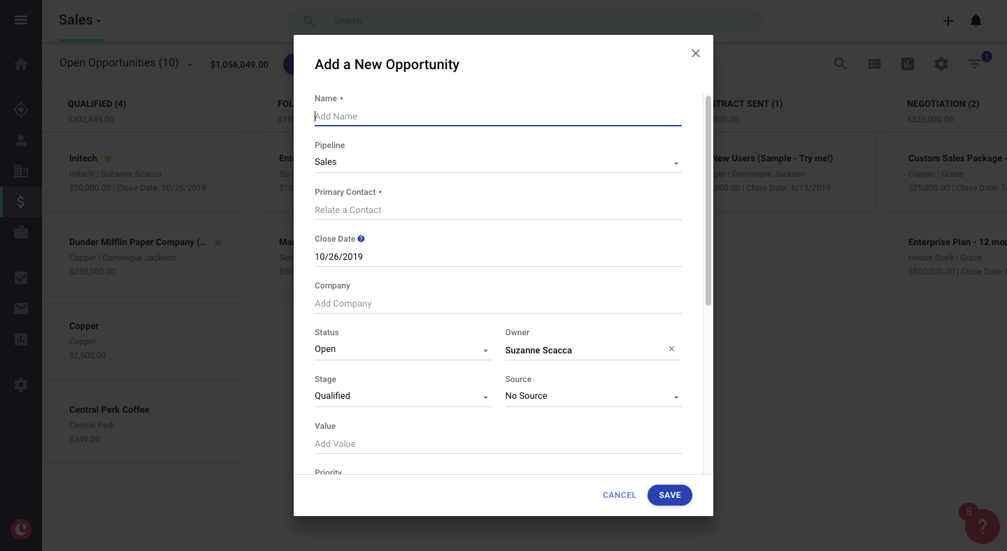 capturing details about leads in copper crm