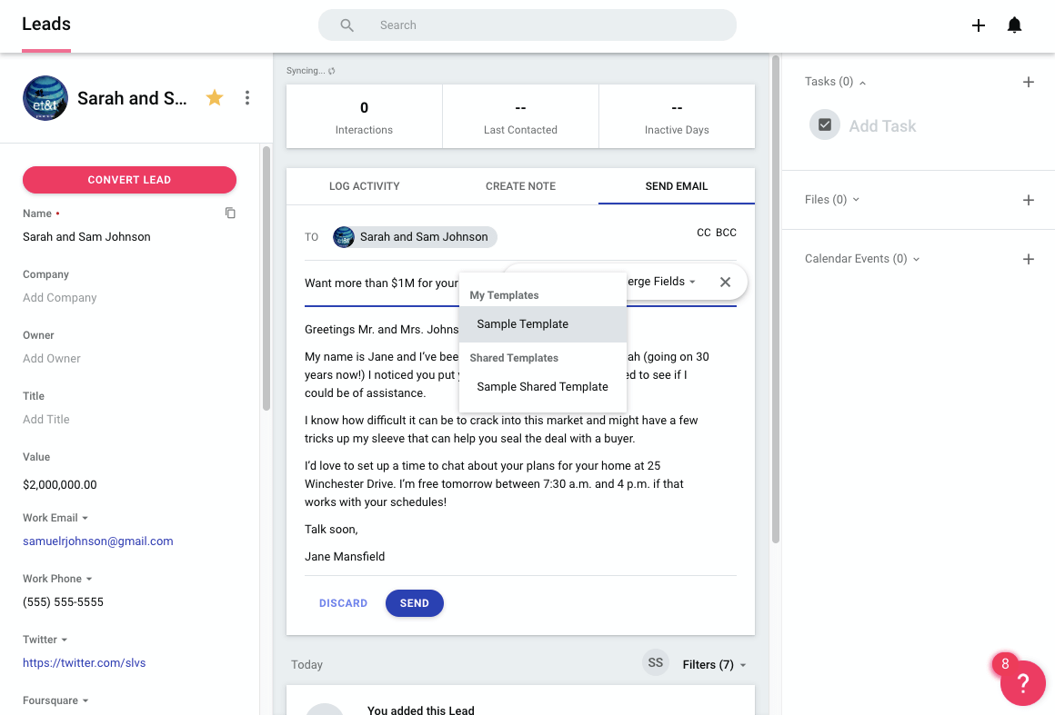 Copper CRM Email Template