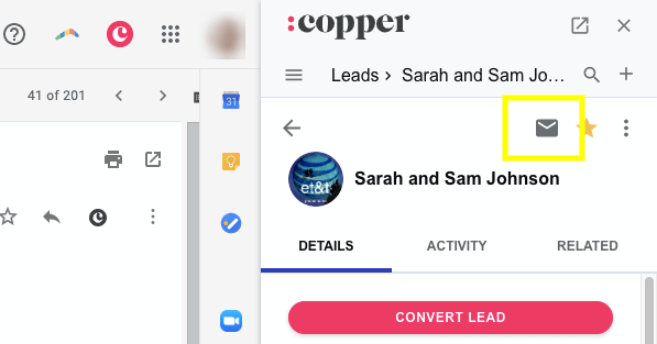 Copper CRM Gmail Extension - Send Email