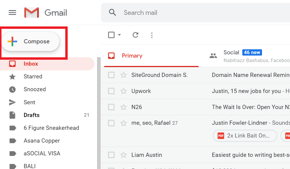 composing an email in gmail
