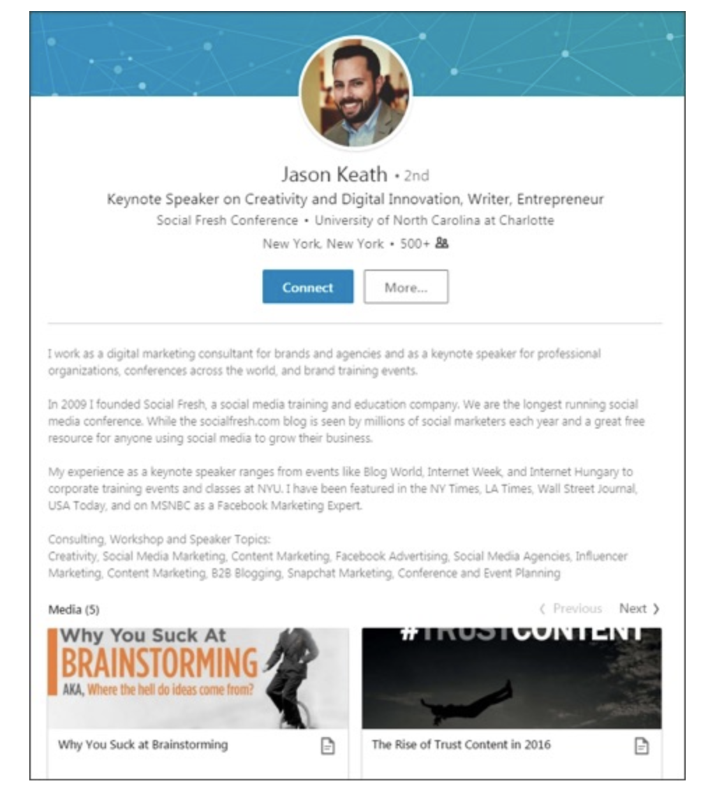 how to start a sales conversation based on linkedin info