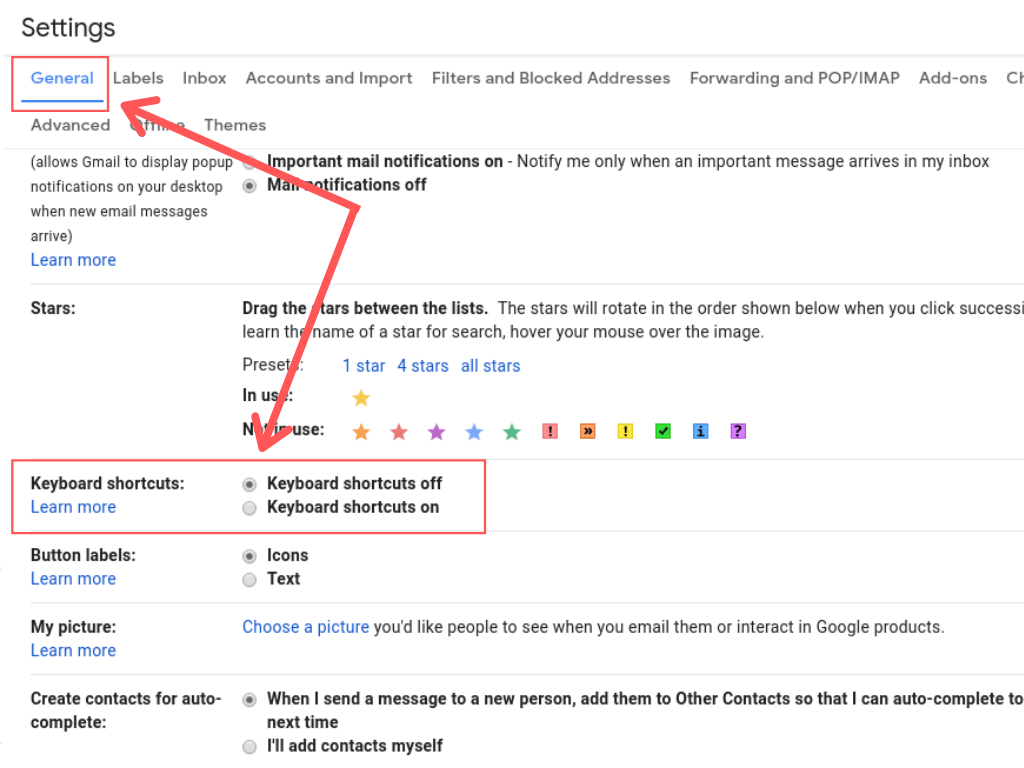 general settings in gmail