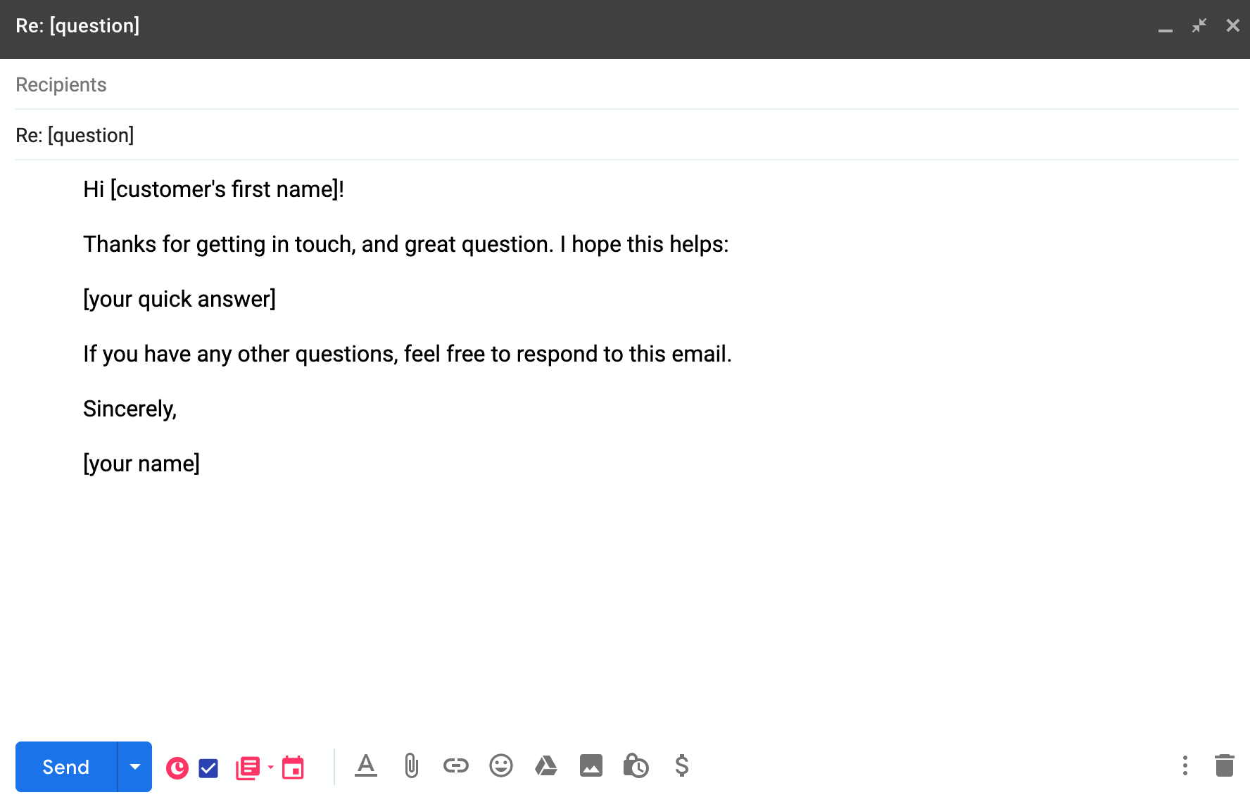 quick answer customer service email