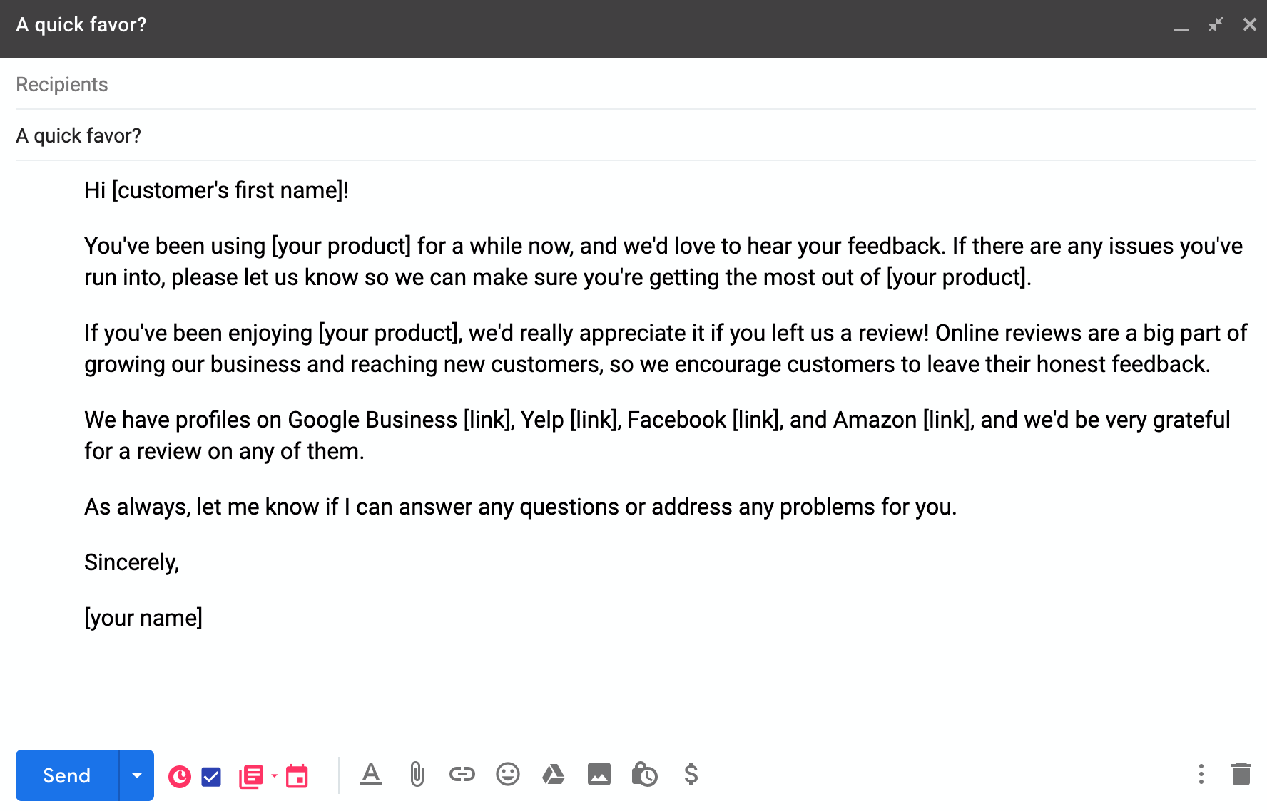 review request customer service email