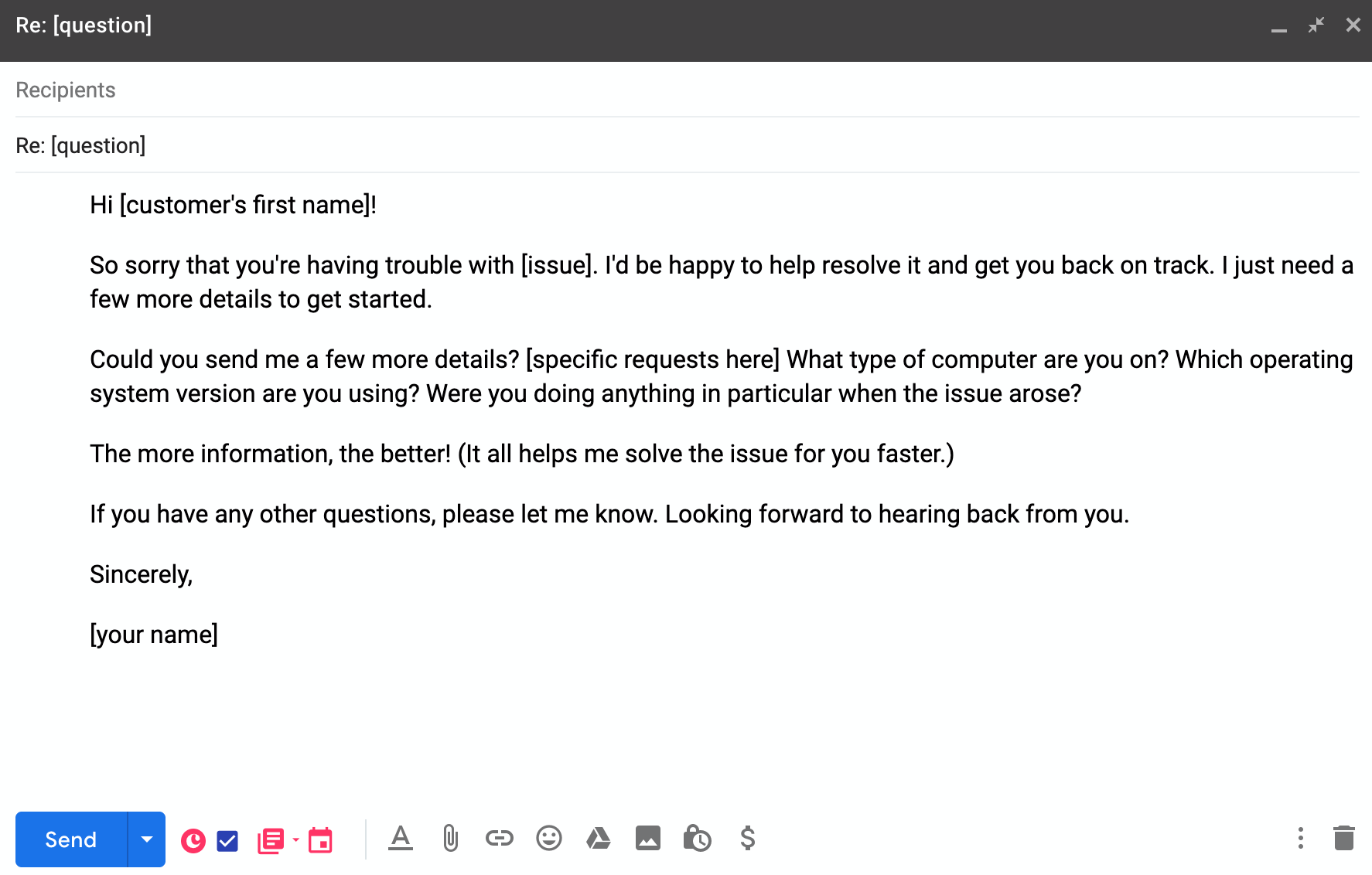 need more information customer service email