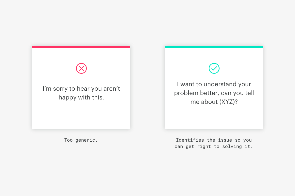 a bad sales apology vs. a better sales apology