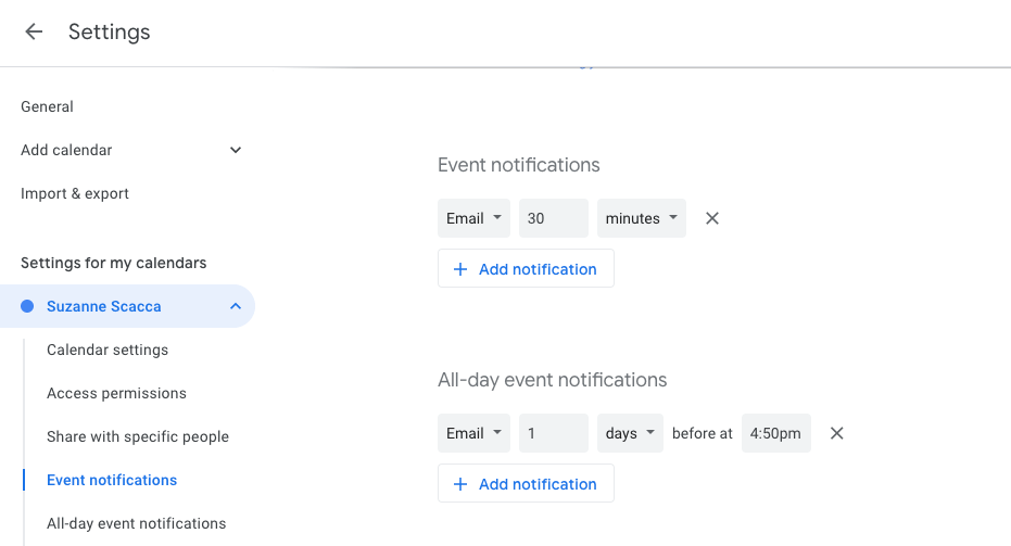automating event notifications in gcal