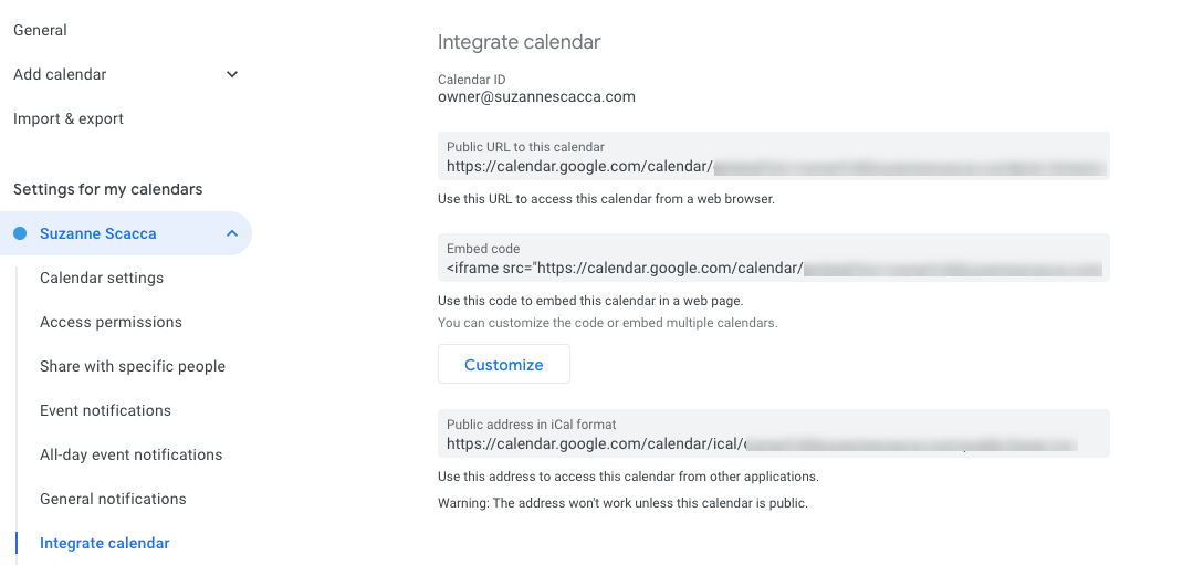 integrating calendars in gcal