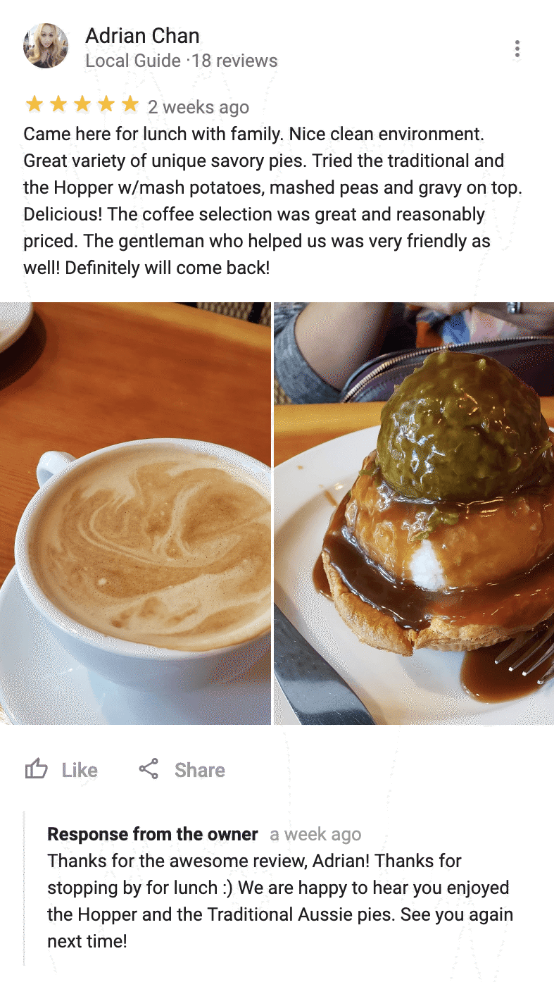 example of how to respond to a good google review