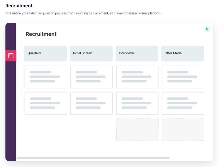 copper CRM screenshot of recruitment pipeline