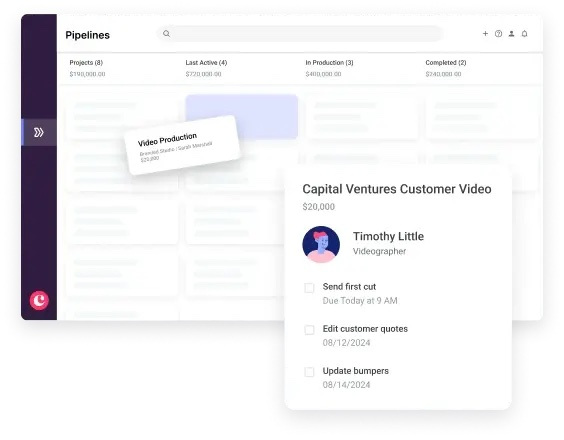 idealized screenshot showing Copper's drag-and-drop pipelines for agencies