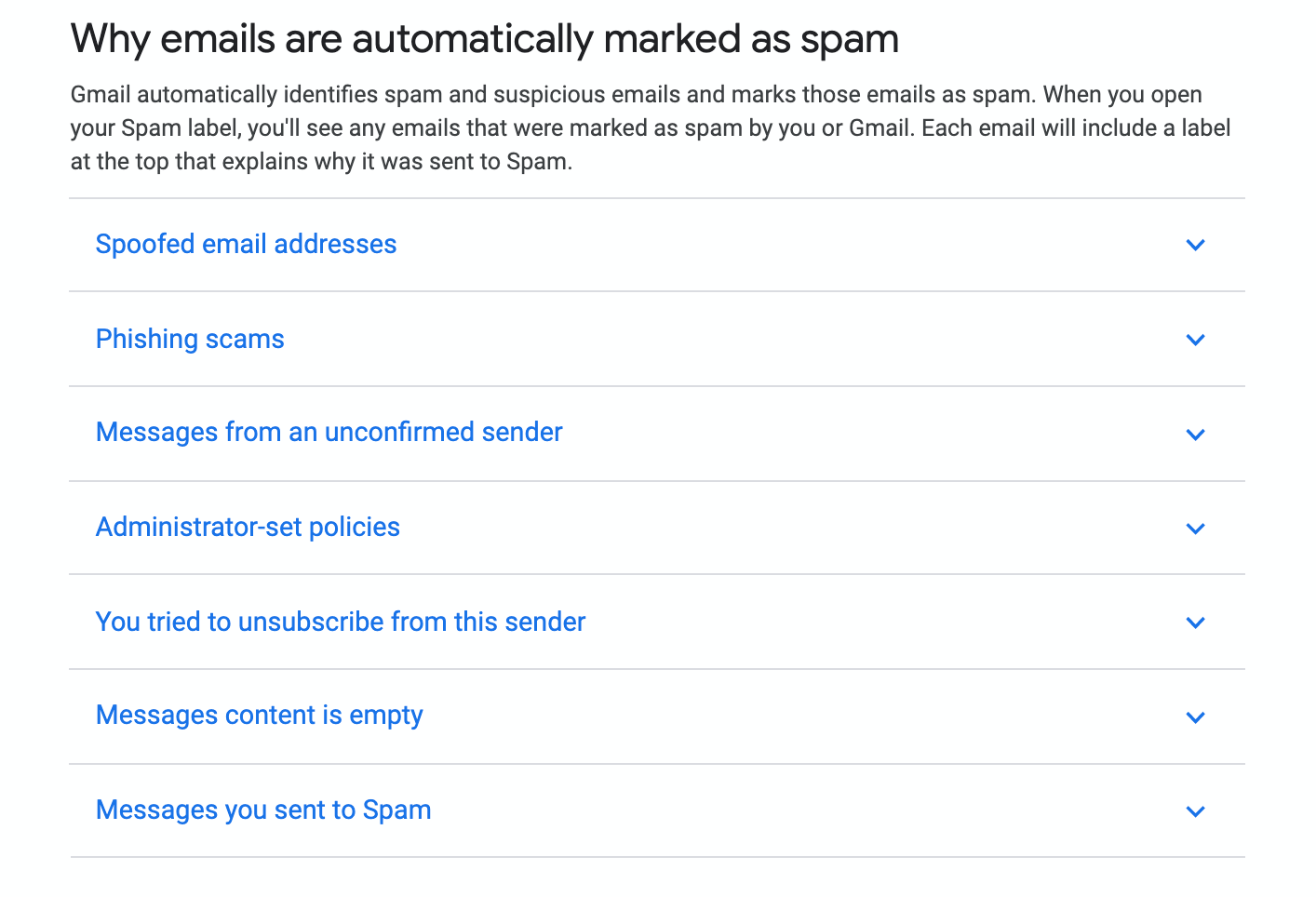 gmail why emails listed as spam