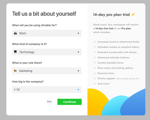Airtable customer onboarding