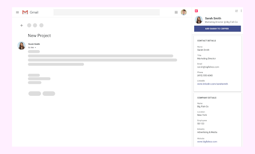 copper contact details in gmail