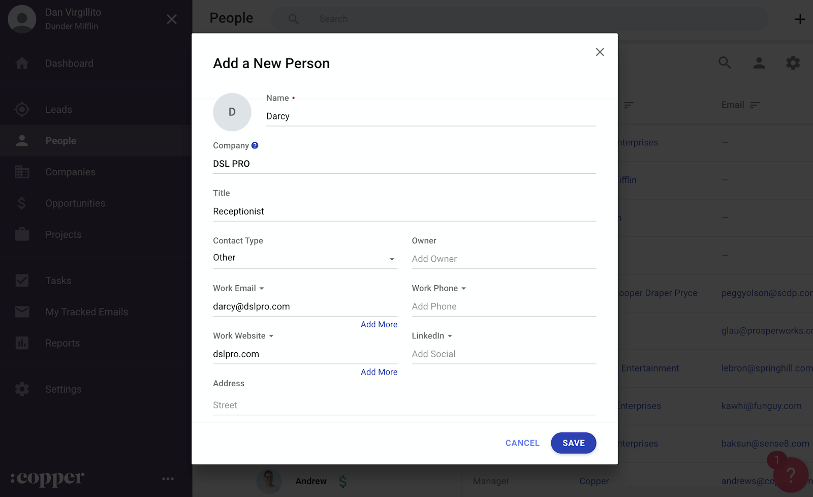 adding gatekeeper info in copper crm