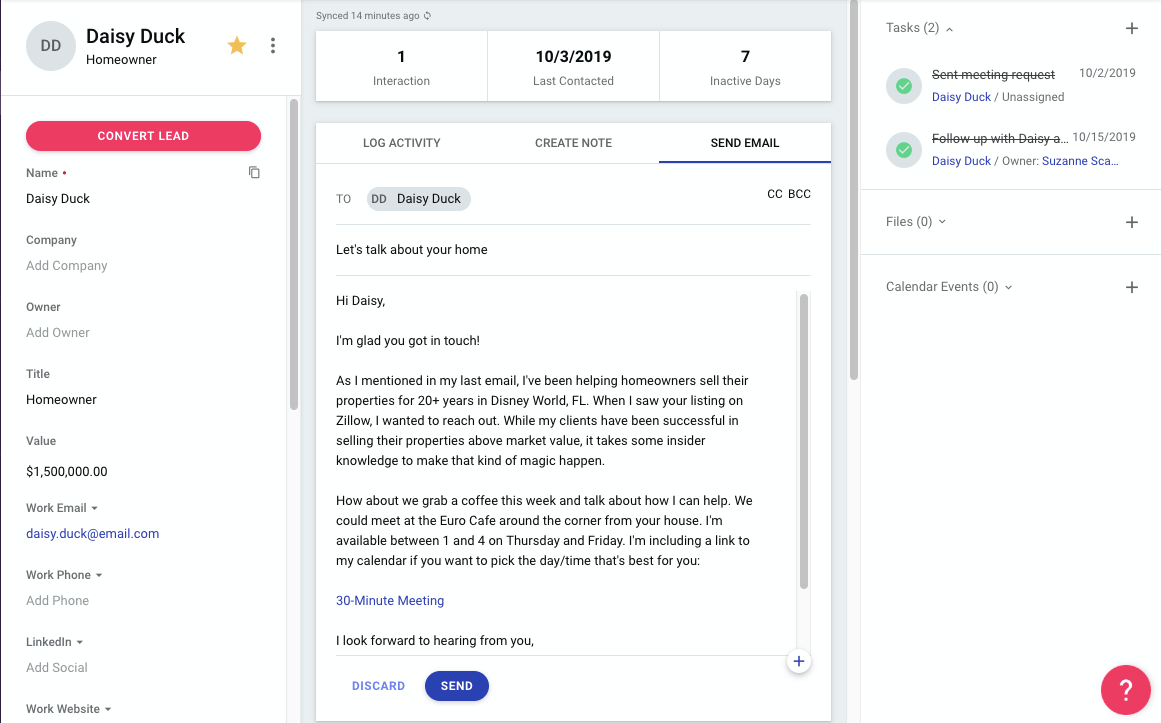Sending an Email in Copper CRM for Role Play