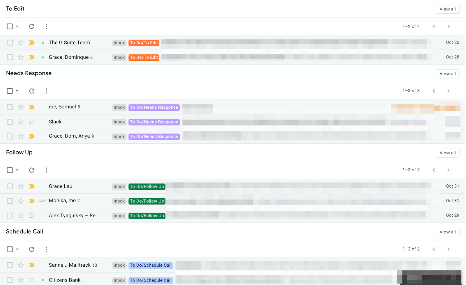 segmented and tagged gmail inbox
