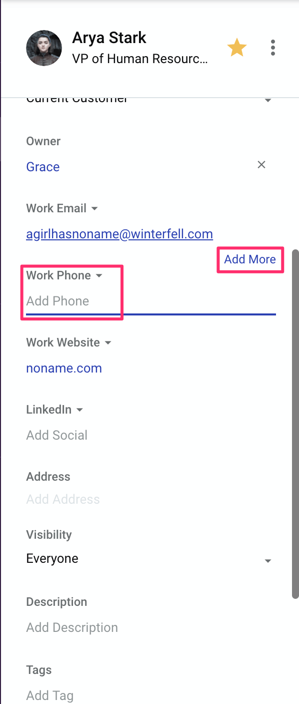 adding multiple contact details in copper crm