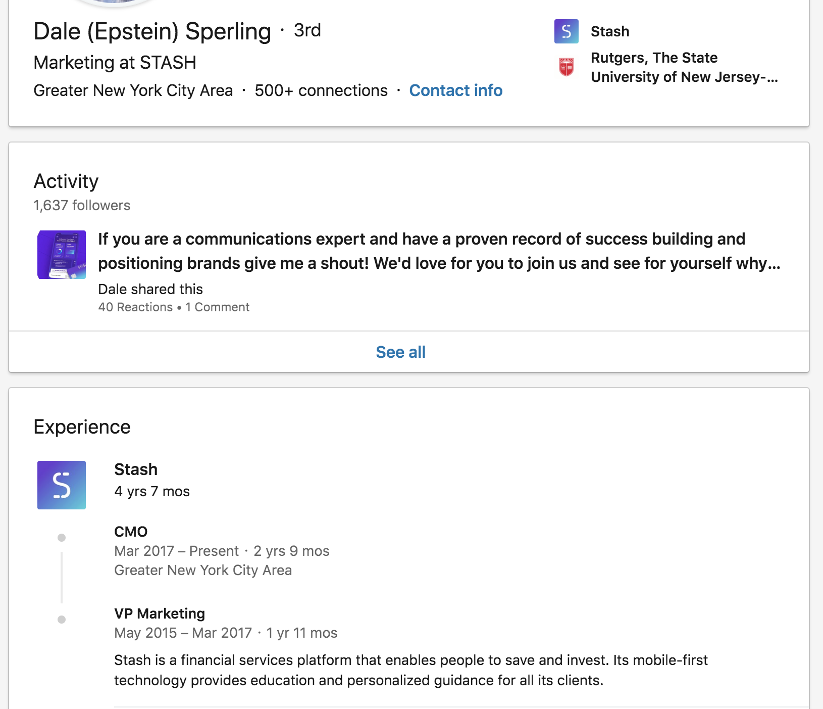 linkedin search example