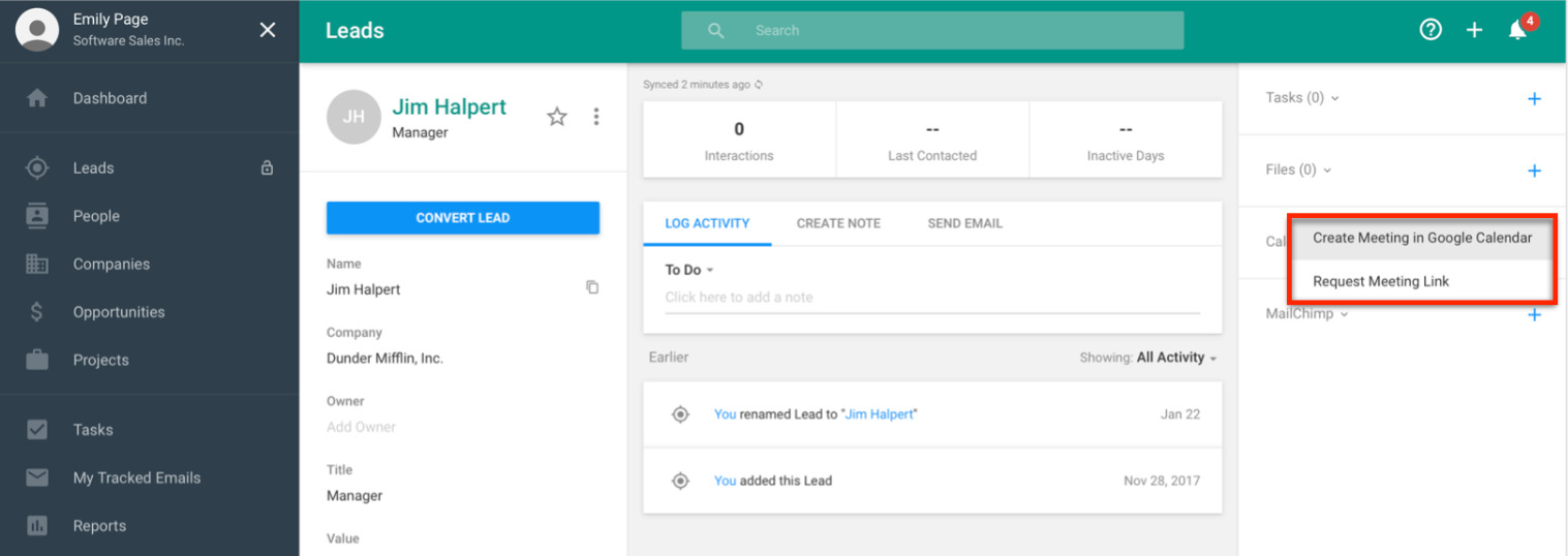 easy scheduling in copper crm
