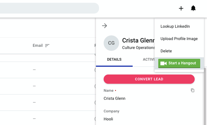 google hangout integration with copper crm