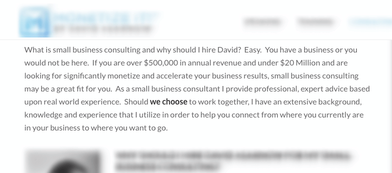 Consulting Elevator Pitch example