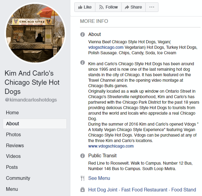 about section on facebook