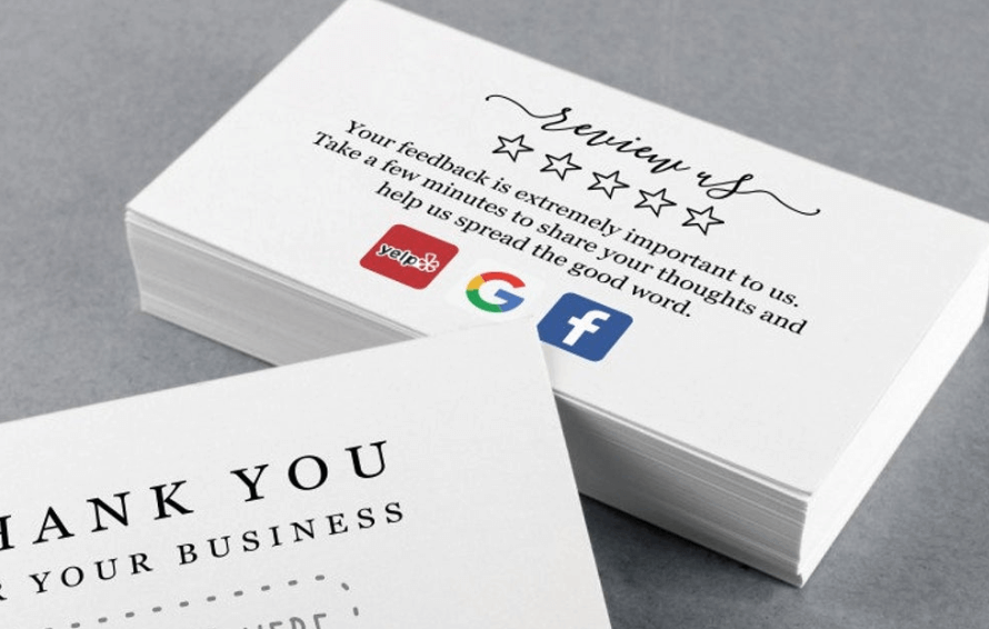 thank you review business card