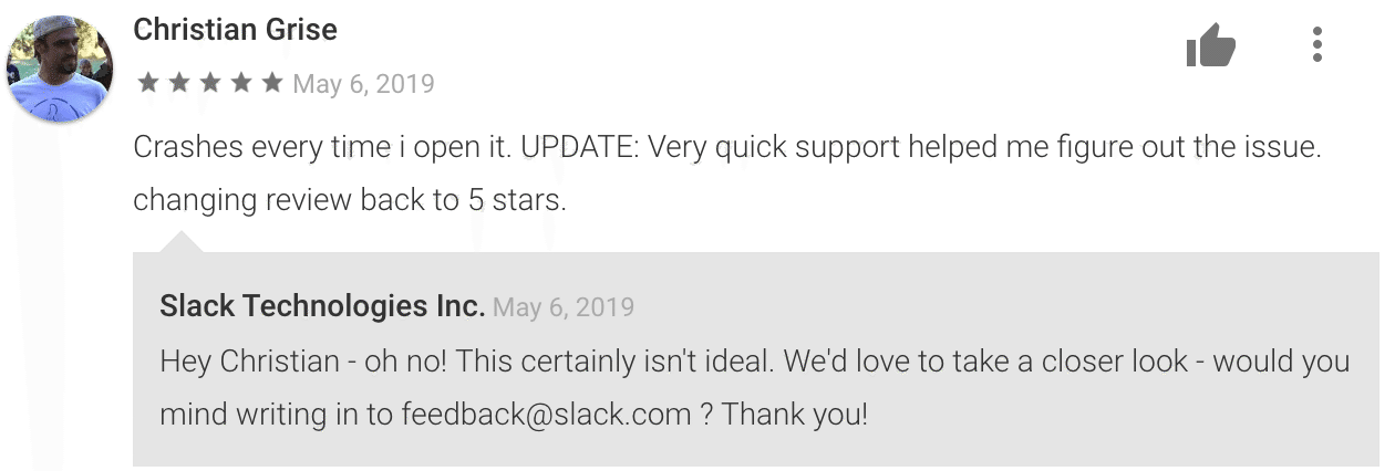 example of a quick response to a customer review
