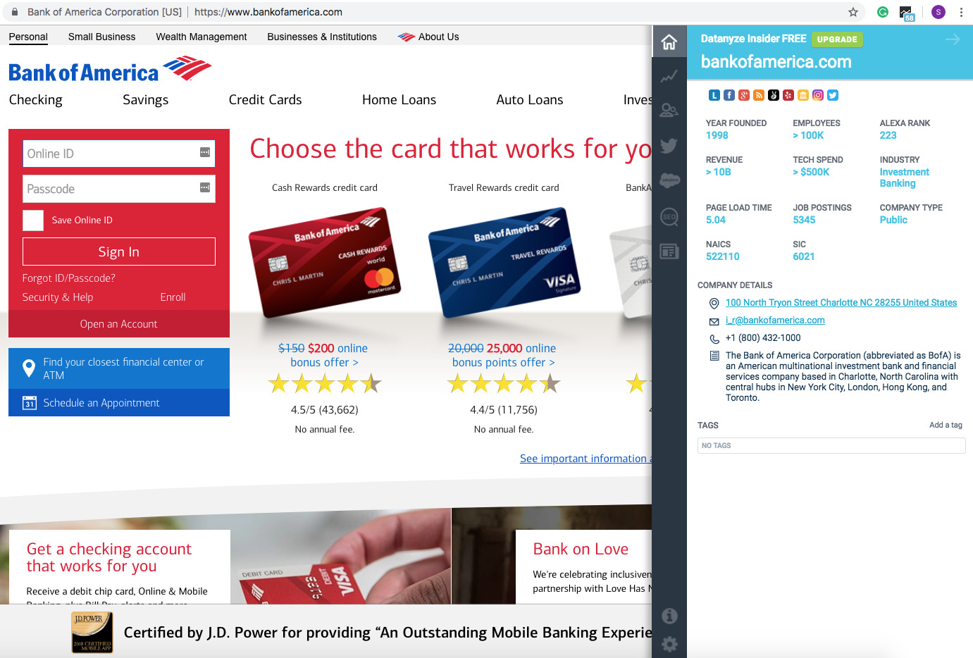Datanyze Insider in action