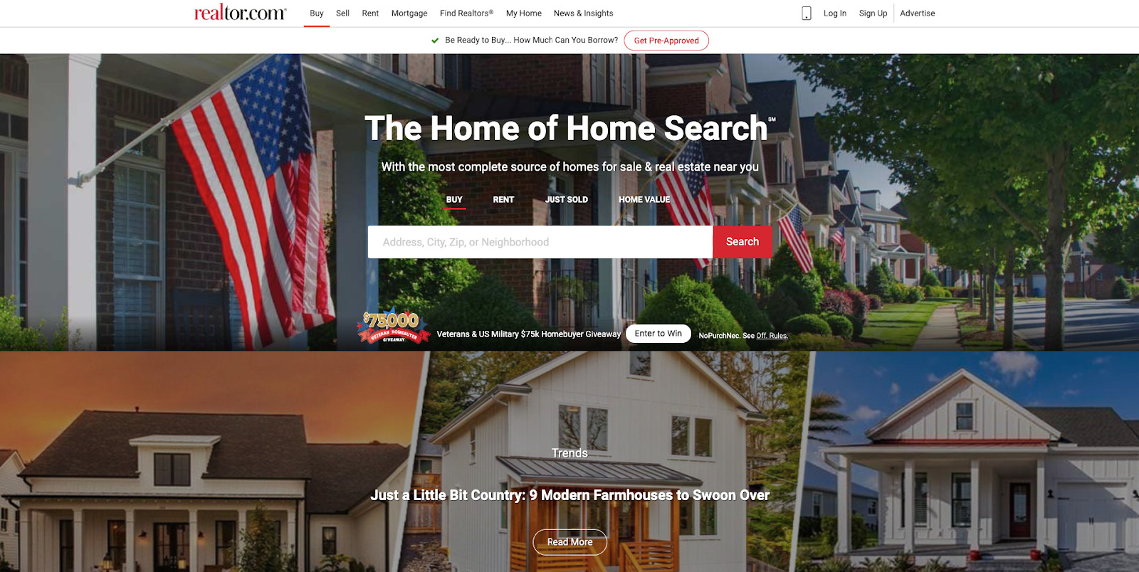 realtor.com's real estate website