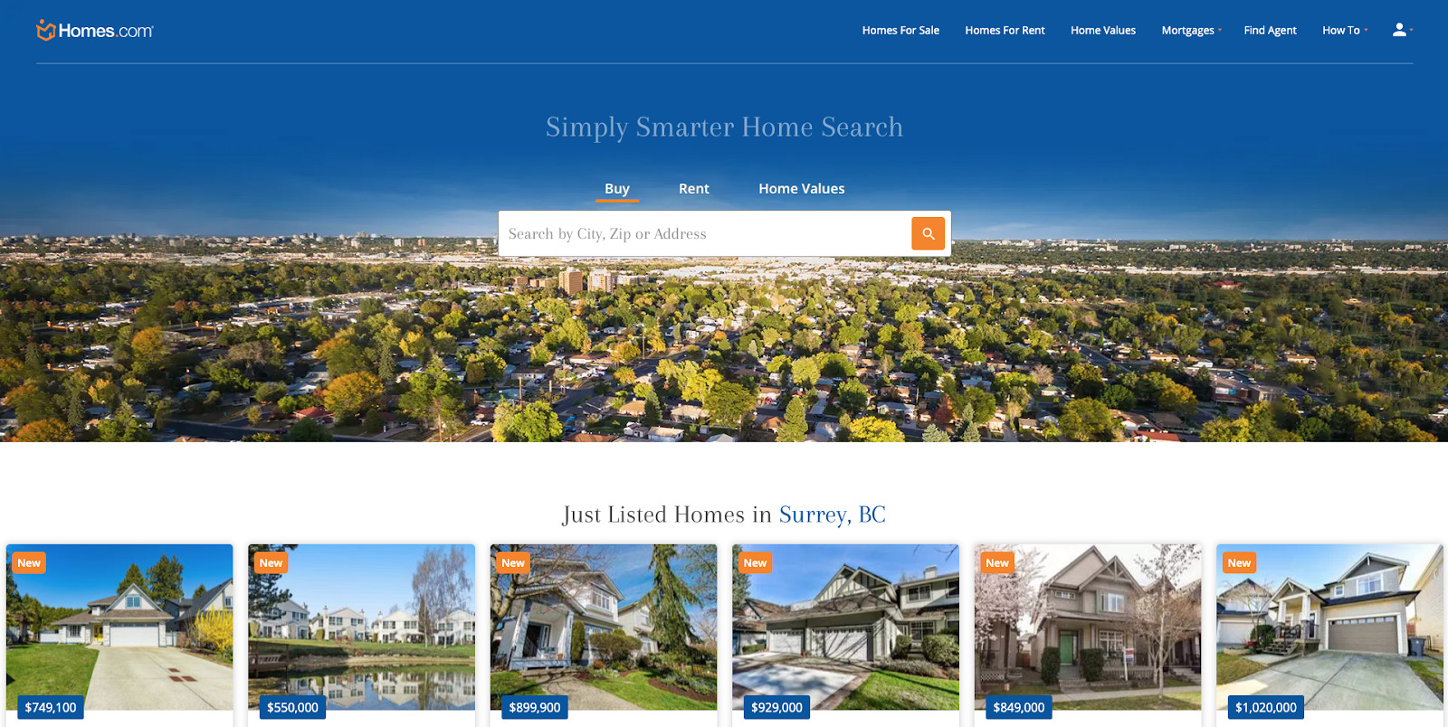 homes.com's real estate website