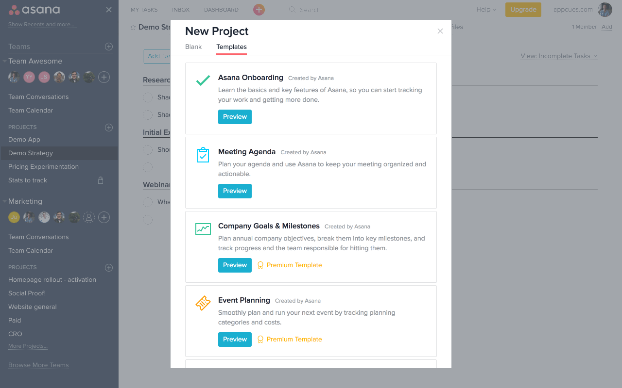 asana's upgrade strategy