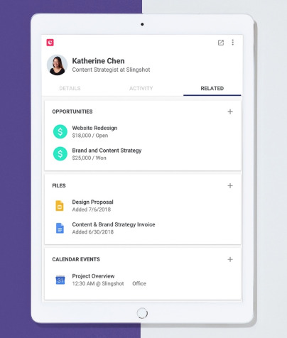 copper crm's mobile app on ipad