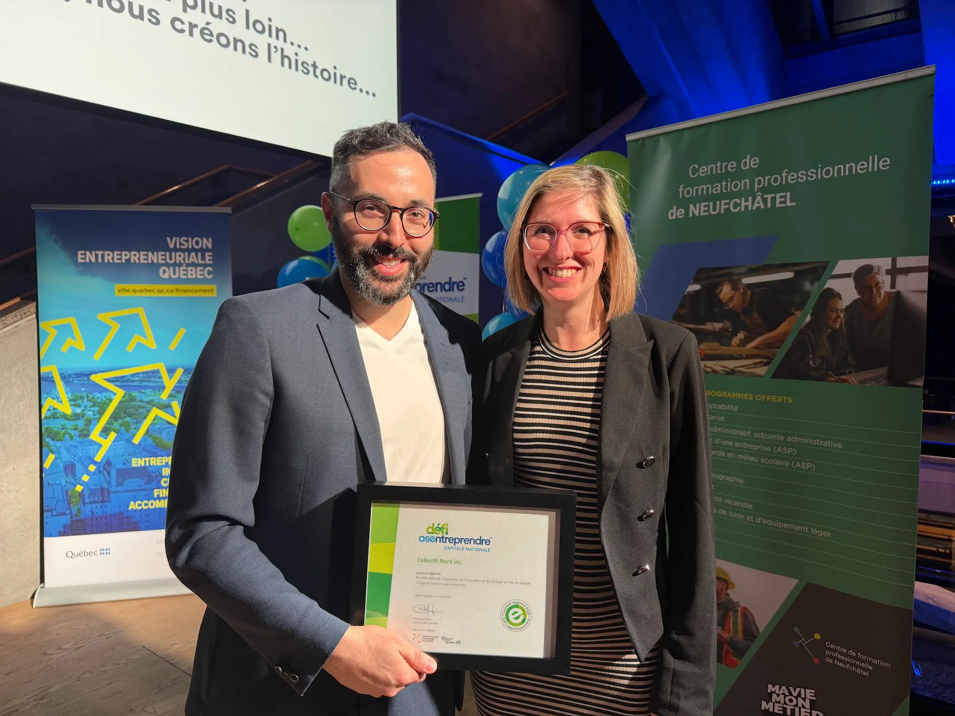 Remise du certificat de lauréat régional du Défi OSEntreprendre 2026 à Collectif Nord