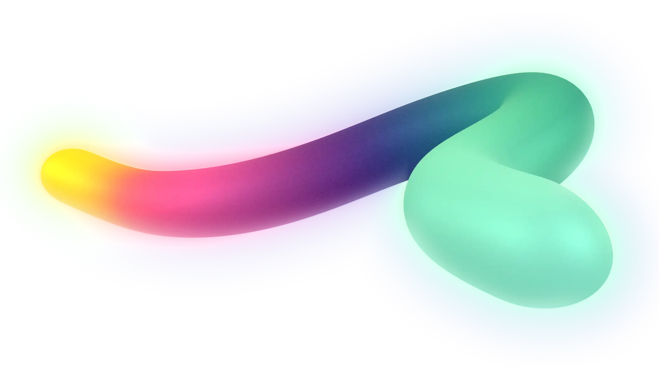 Colorful abstract curved shape with gradient from yellow to green