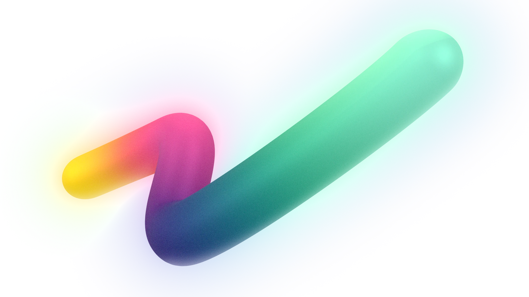 Curved gradient tube with smooth color transition from yellow to green