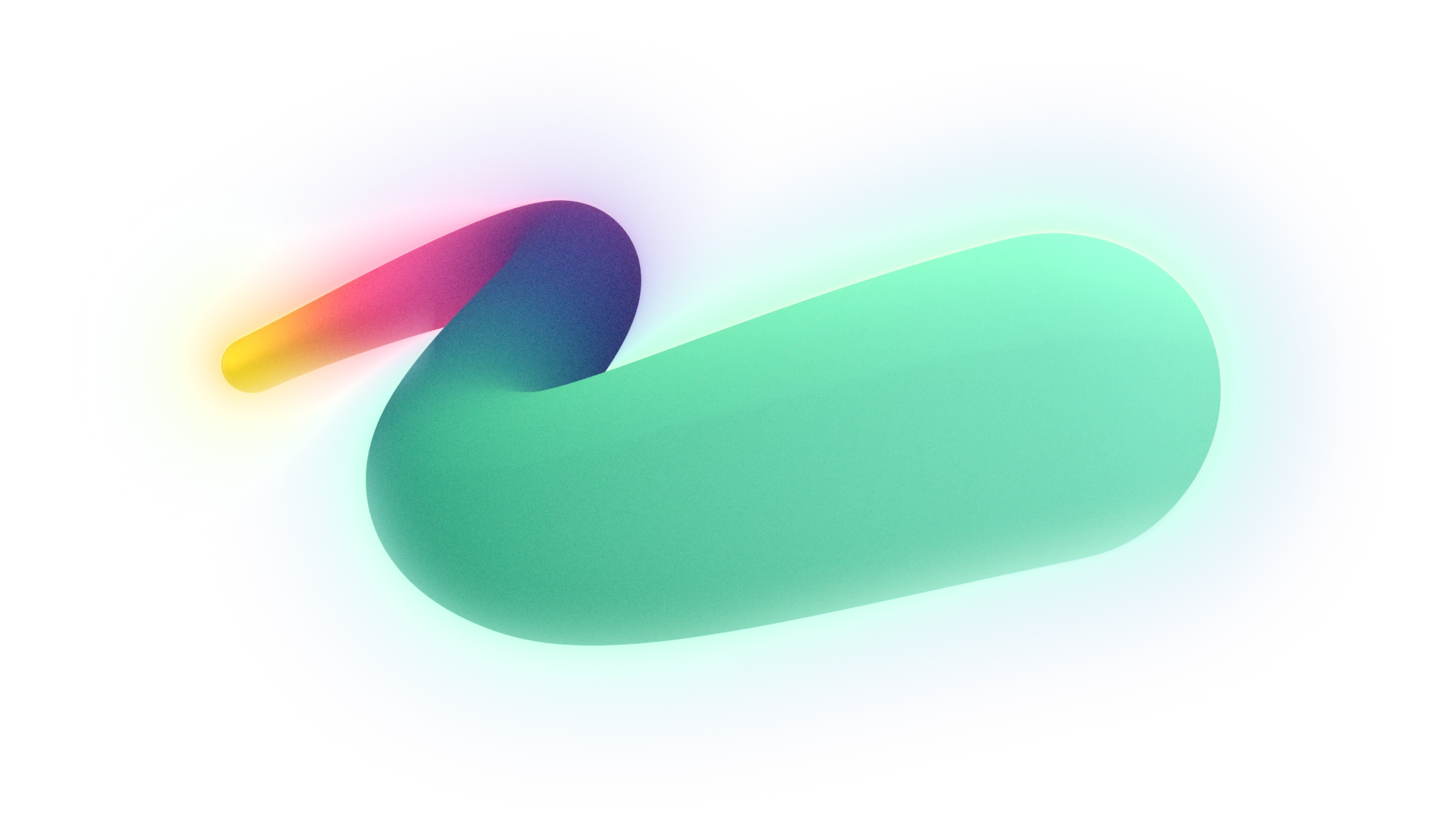 Soft gradient blob with curved colorful shape transitioning from yellow to green