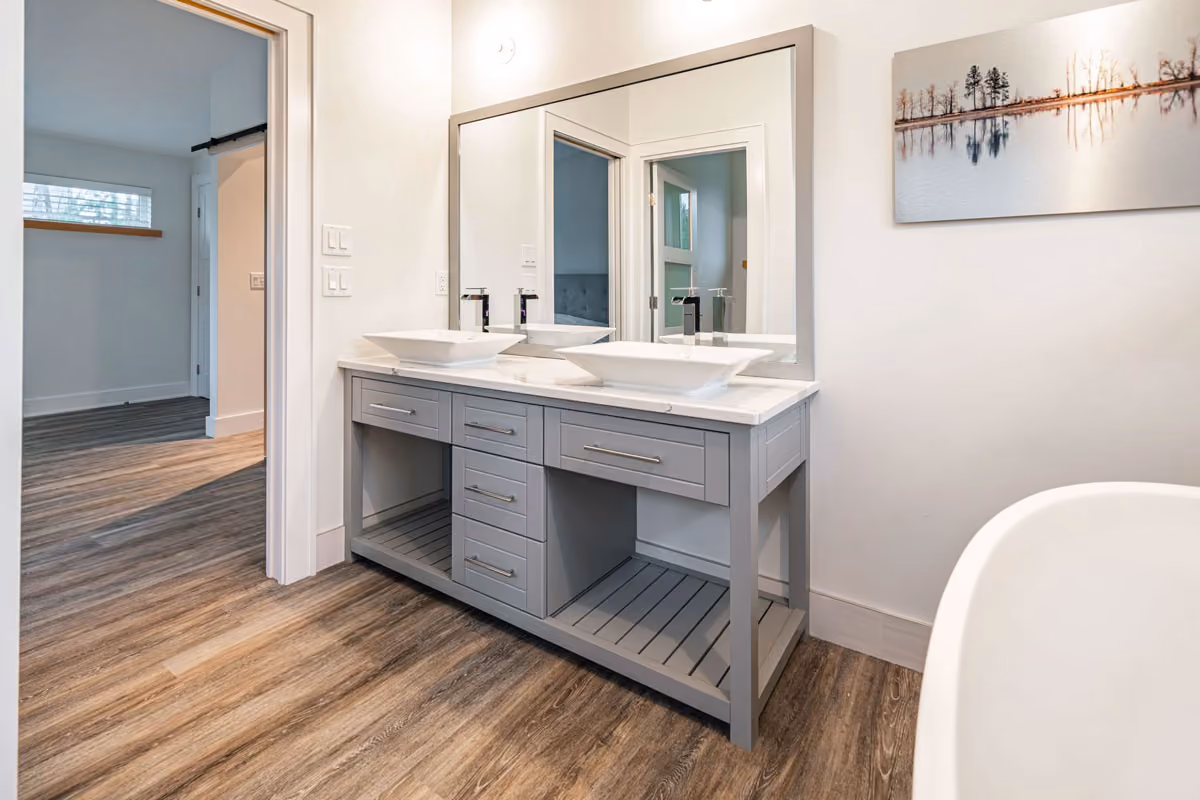 A clean bathroom for a home in the Comox Valley.