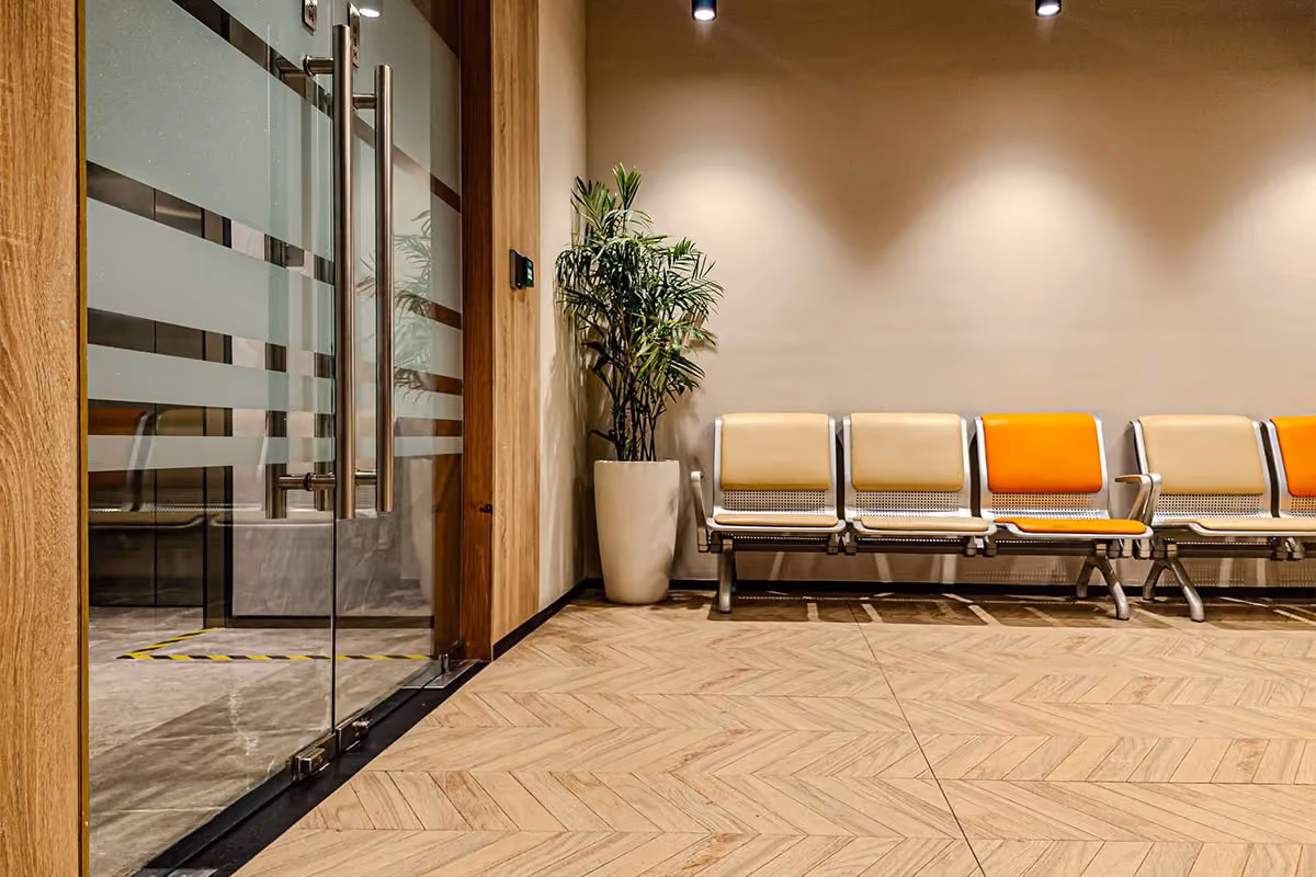 An example of a clean waiting room area.
