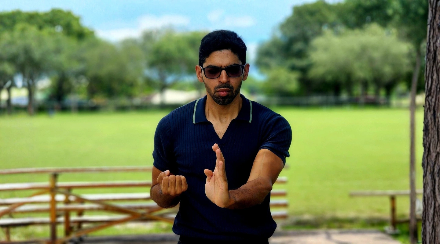 a student practicing his siu lim tao form, the first form in the wing chun system( also known as ving tsun kung fu ) in fort lauderdale florida