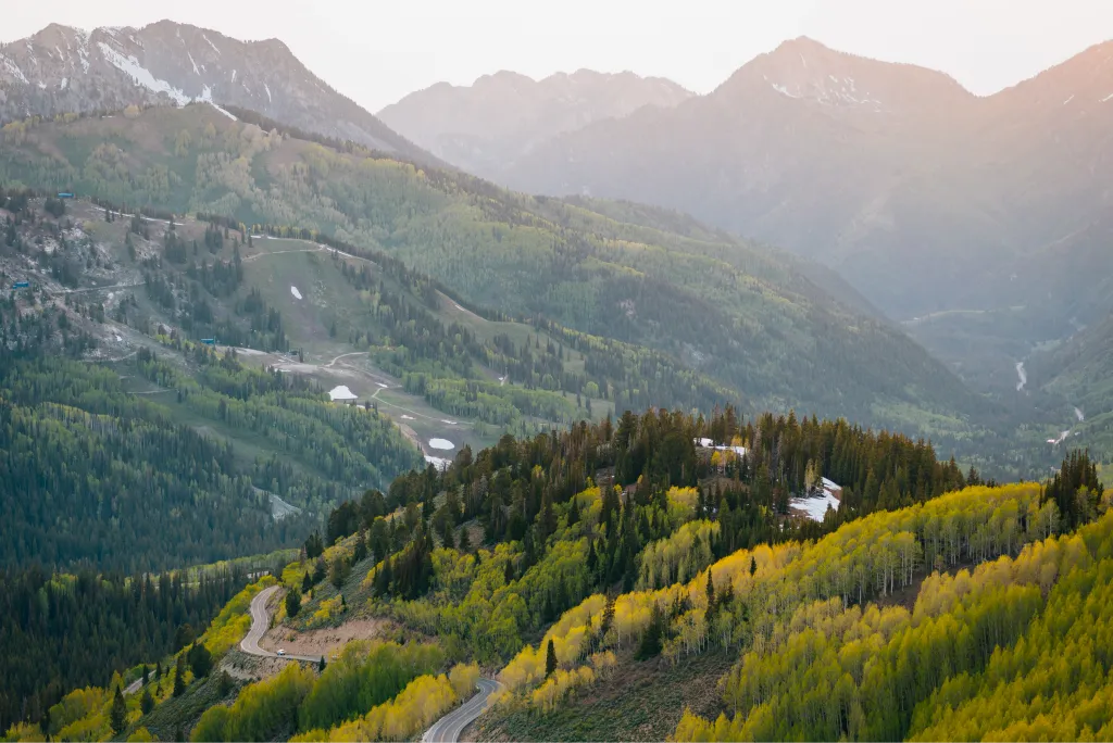 Snow-covered mountains above Park City, Utah