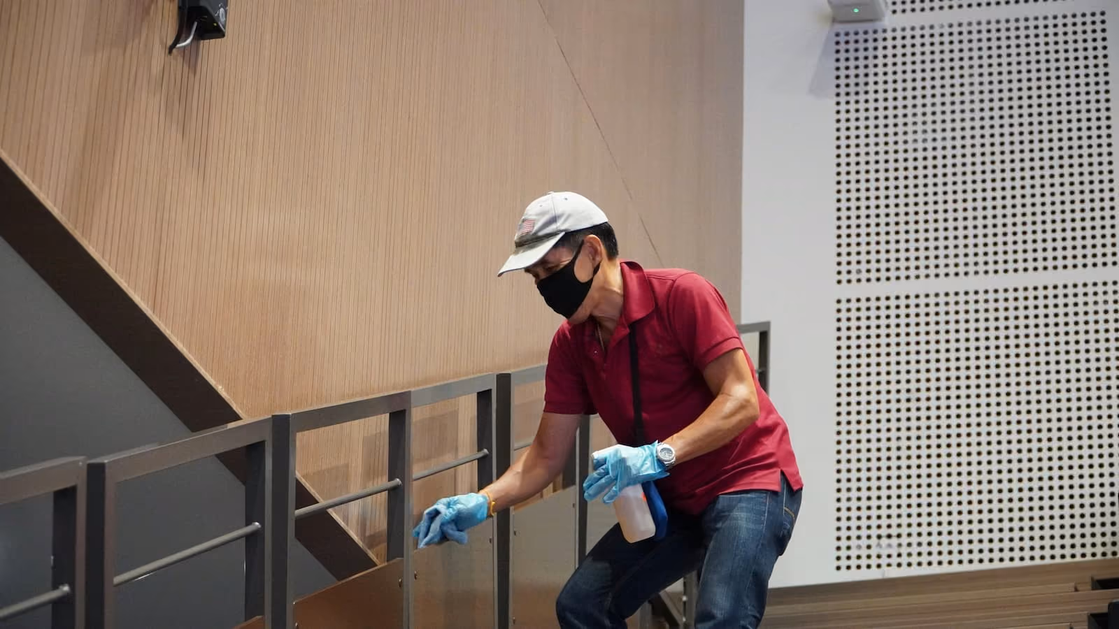 RLS Cleaning Services team member cleaning a commercial property in Baltimore, MD
