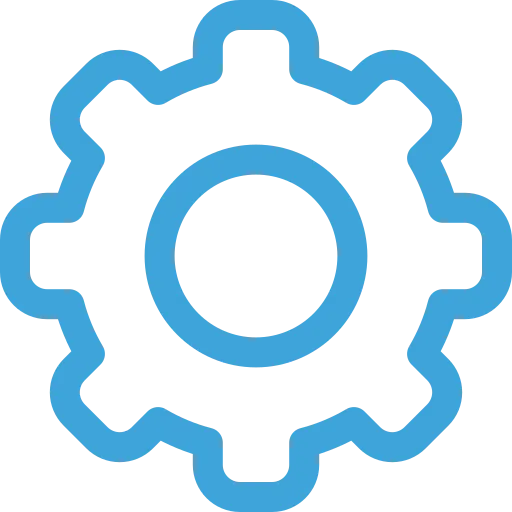 Blue gear icon representing settings or configuration.
