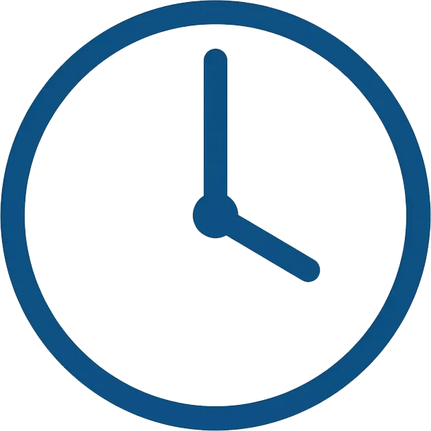Blue clock icon showing time at 3:00.