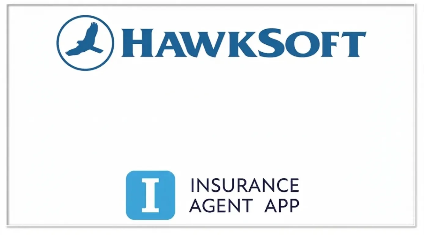 HawkSoft logo with blue hawk icon and text 'Insurance Agent App' below.