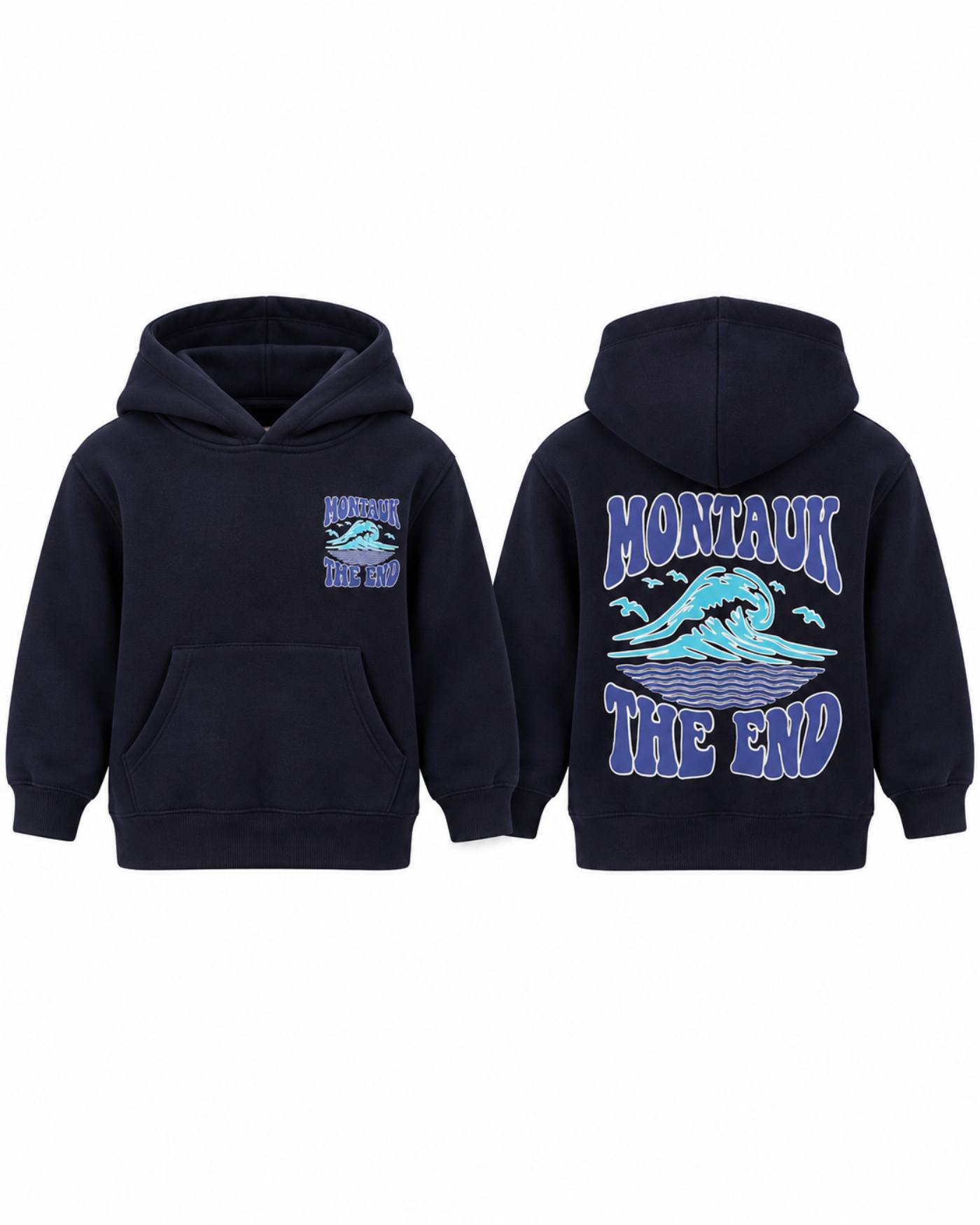 Kids Montauk Navy Rolling Wave Hoodie